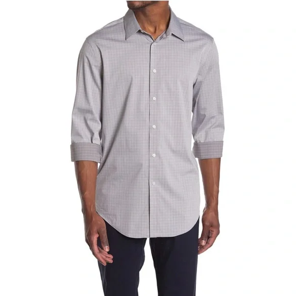 Calvin Klein | Shirts | Calvin Klein Slim Fit Dress Shirt Stretch In Grey  Size 65 3435 Nwt | Poshmark